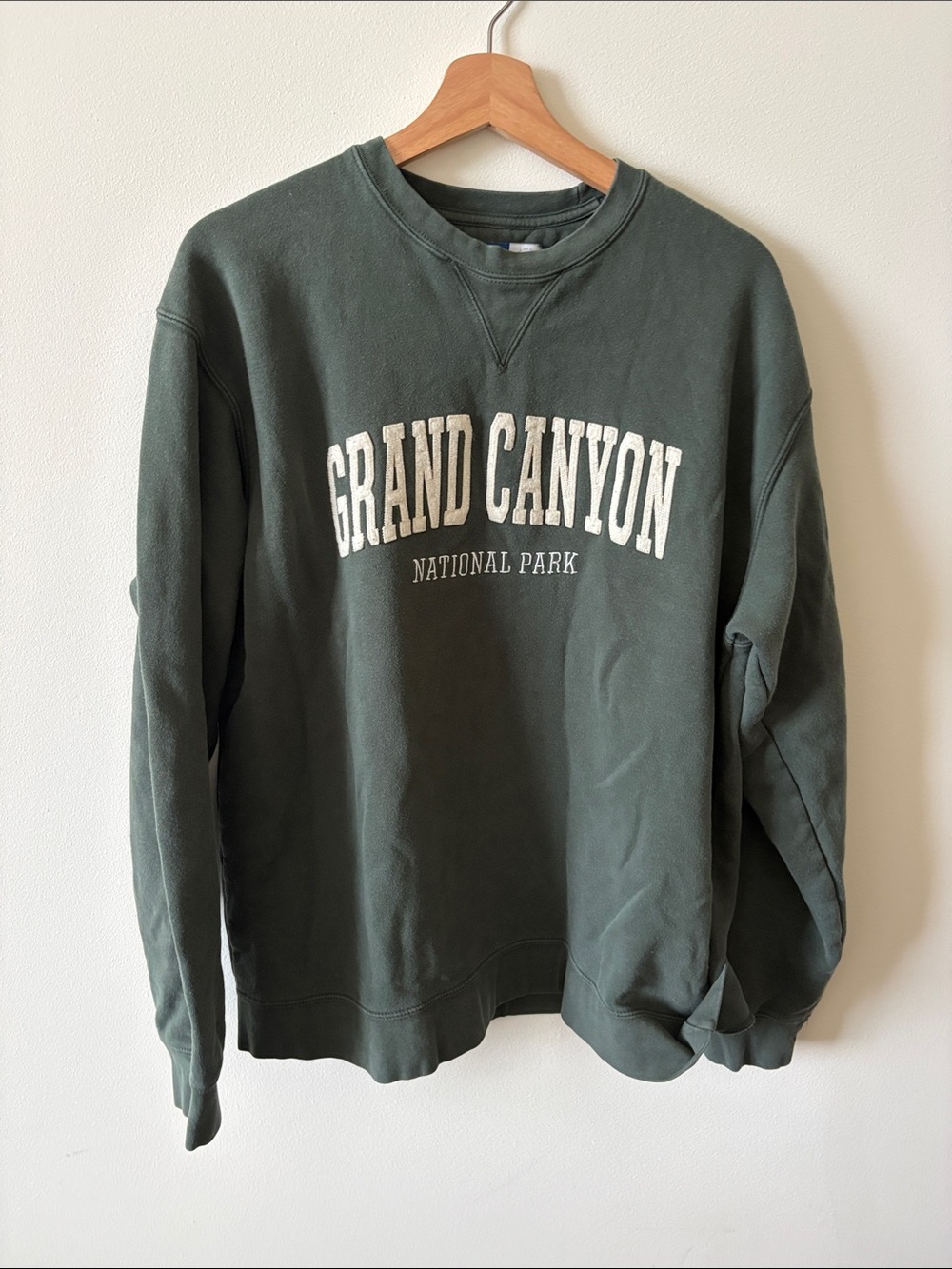 Vintage Forest Green Grand Canyon Crewneck with White Chest Print
